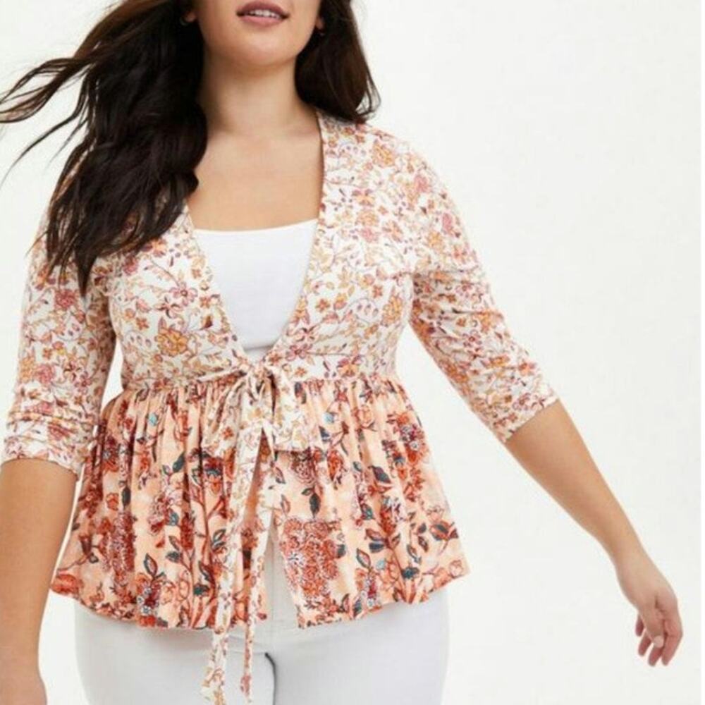NWT Torrid Mixed Floral Knit Babydoll Jacket/Kimono